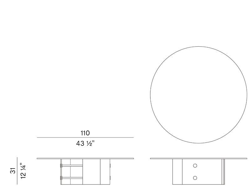 Стеклянный низкий круглый журнальный столик Potocco Double L Glaze ARCH-00041001 - Вид №2