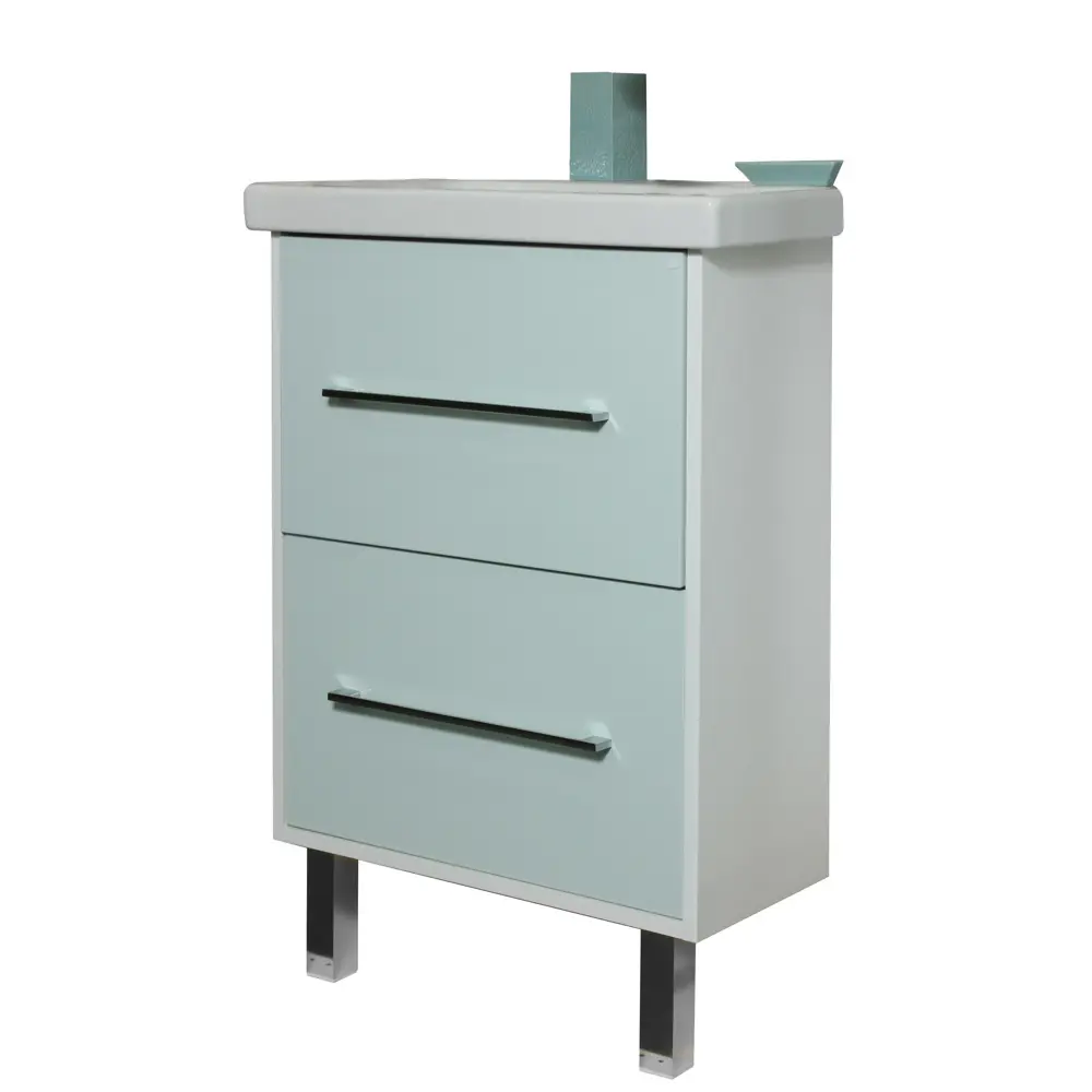 Тумба под раковину подвесная/напольная «Экко» 60 см, цвет мятный SANFLOR STLM-2120196 - Вид №1