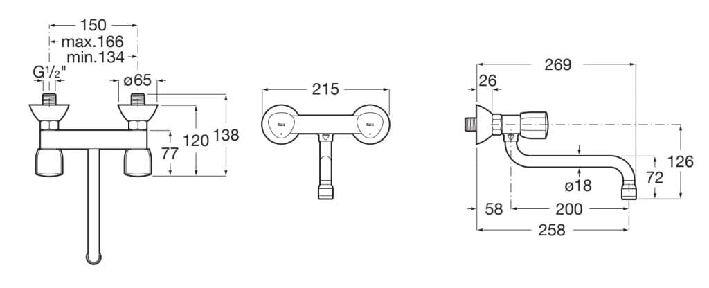 Настенный кухонный смеситель с отдельными розетками Roca Brava ARCH-00071781 - Вид №2