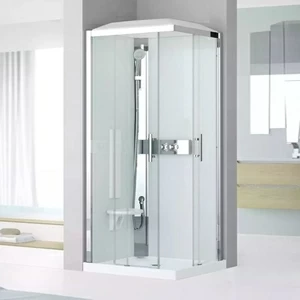 Душевая кабина 80x80 GLAX 3 A80 STANDARD Novellini GLAX 3 с высоким душевым поддоном, серебристым профилем и крышей