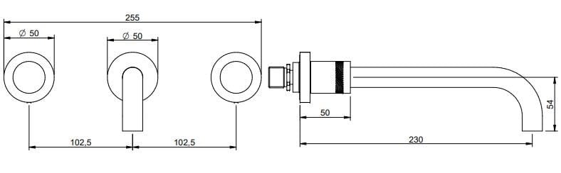 Настенный смеситель для раковины с 3 отверстиями Rubinetterie Treemme X-Change ARCH-00041359 - Вид №2
