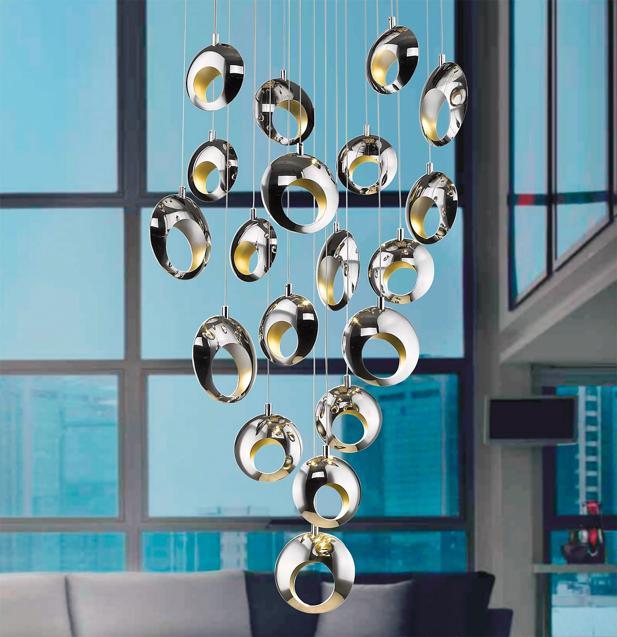 Светильник подвесной 150х47 см хром Delight Collection P98032-10 DELIGHT COLLECTION ДИЗАЙНЕРСКИЕ 00-3882317 Прозрачный;хром  - Вид №1