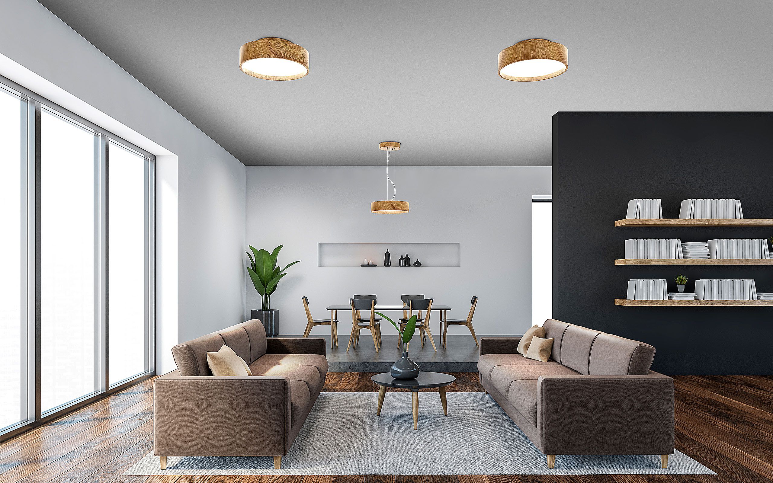 Светодиодный потолочный светильник с эффектом дерева Valaisin Grönlund дуб ARCH-00108585 - Вид №4