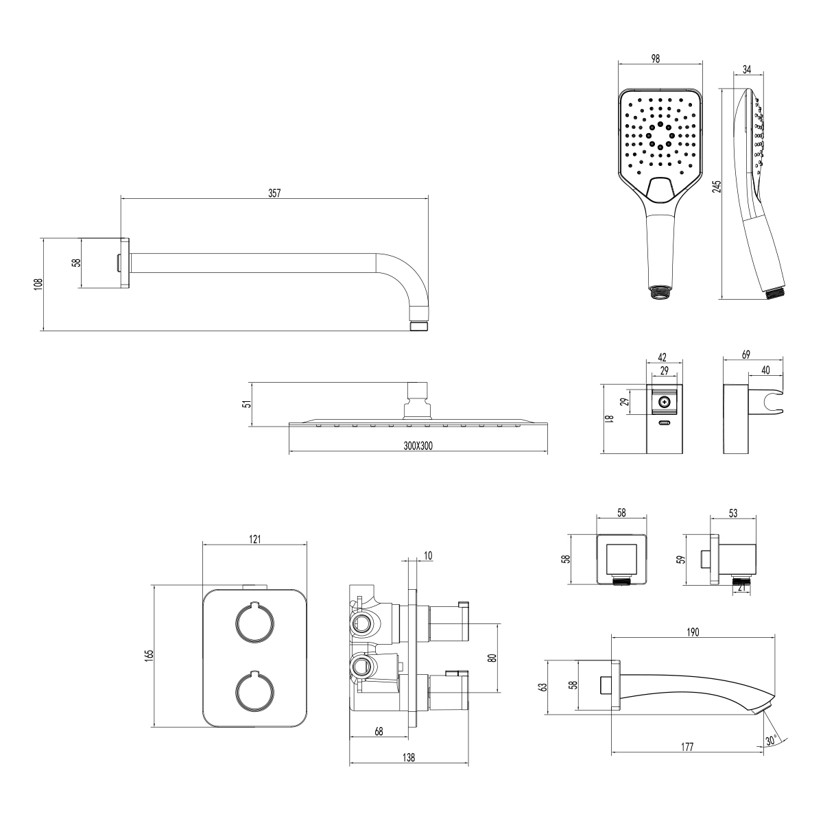 LM7842C Смеситель Yeti термостатический для ванны и душа, встраиваемый LEMARK YETI  - Вид №1