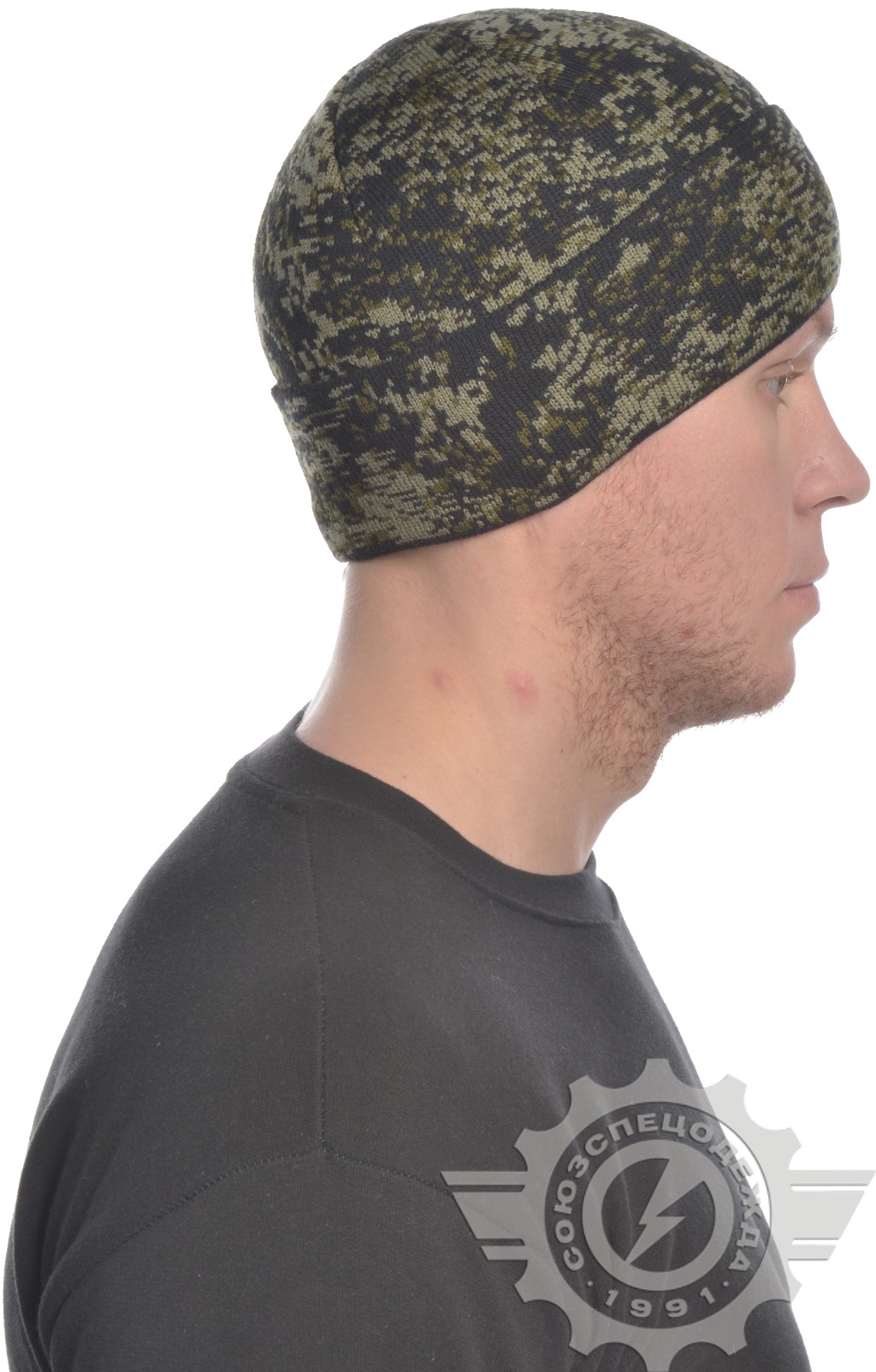 59657 Шапка вязаная камуфляж "Цифра" зеленая  Головные уборы  размер Спецодежда  - Вид №4