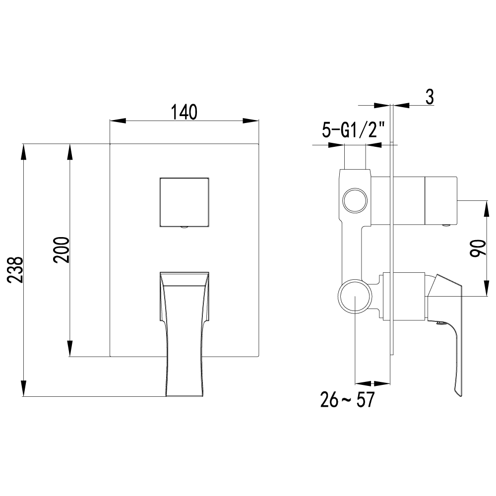 LM4528C Смеситель Unit для ванны и душа, встраиваемый LEMARK UNIT - Вид №1