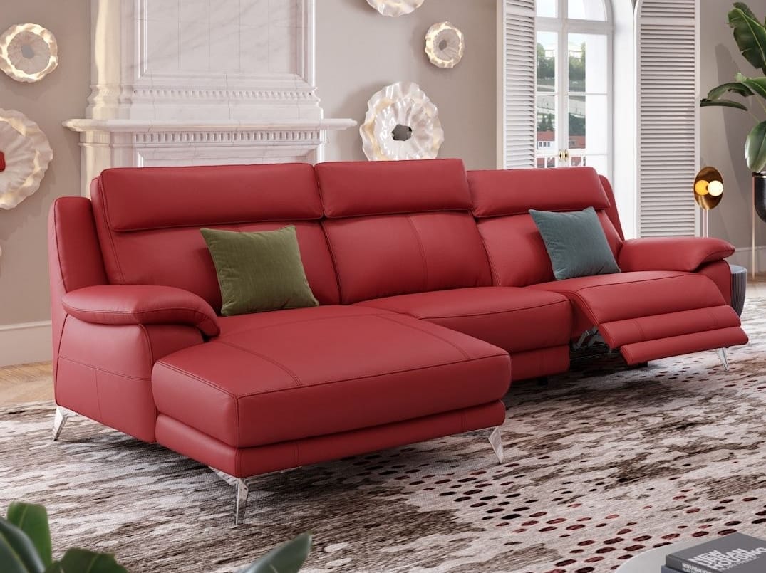 Кожаный диван с полуостровом Sofanella Aliano ARCH-00020881 - Вид №1