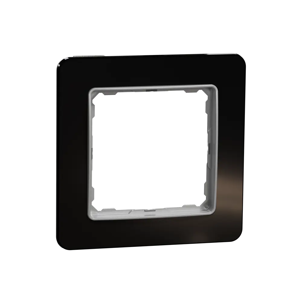 Рамка для розеток и выключателей Systeme Electric Sedna Design 1 пост, цвет чёрное стекло 84828386 STLM-2100744