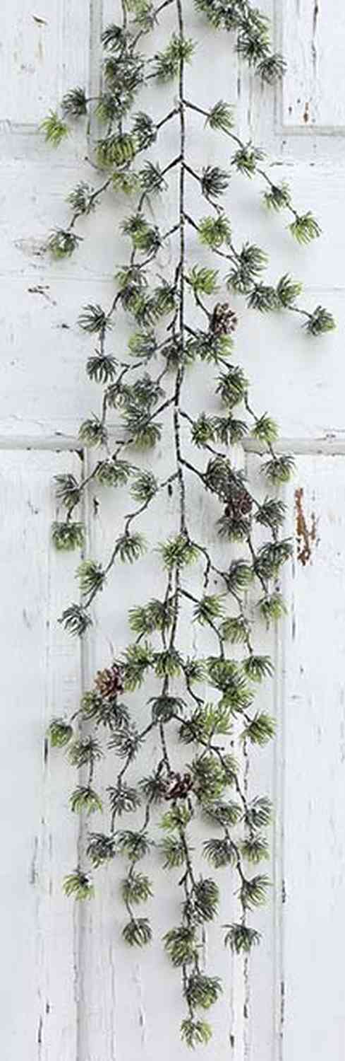 1088 807 a3 Пластиковая гирлянда из лиственницы со снегом, 144 см, зелено-белая H-andreas  - Вид №1