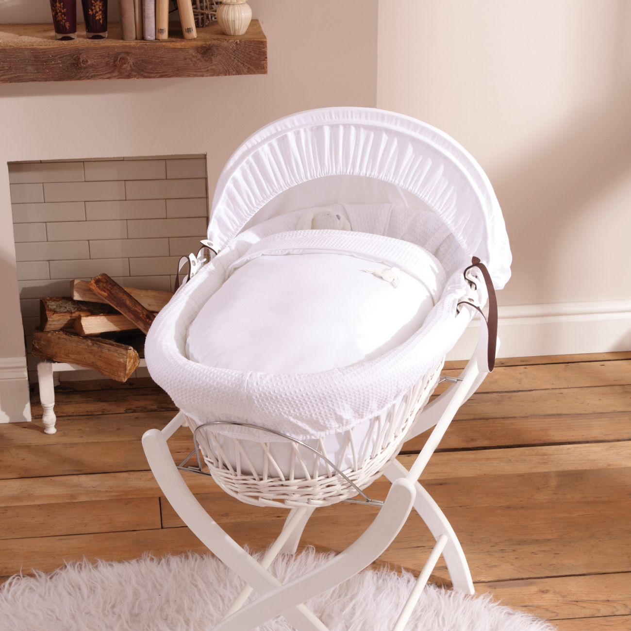 Колыбель-переноска Gift Wicker Moses Basket белая, белое белье MINIME ДИЗАЙНЕРСКИЕ 010100 Белый  - Вид №1