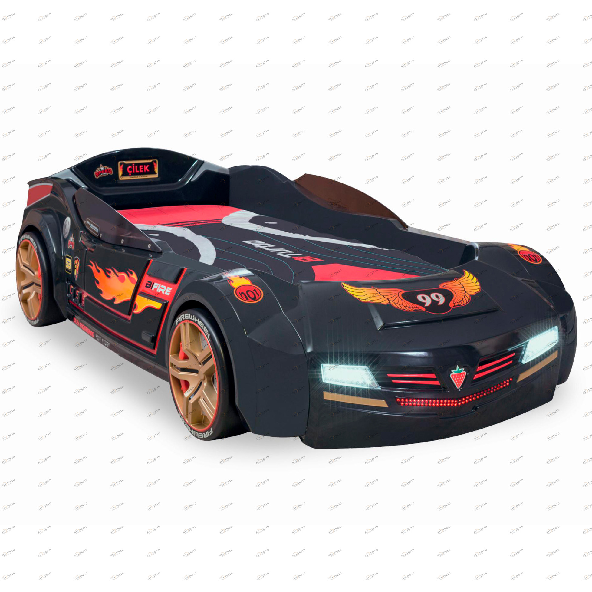 Кровать-машина с подсветкой 90х195 см черная BiTurbo CILEK  00-3832319 Черный Santreyd 