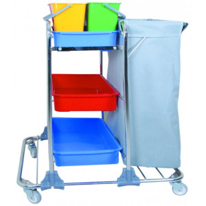 KHA 3103 Nossa Тележка для горничной многофункциональная мешок для белья или мусора, лоток 3 шт. цветные ведра 4х5л. поворотные колеса 80мм.