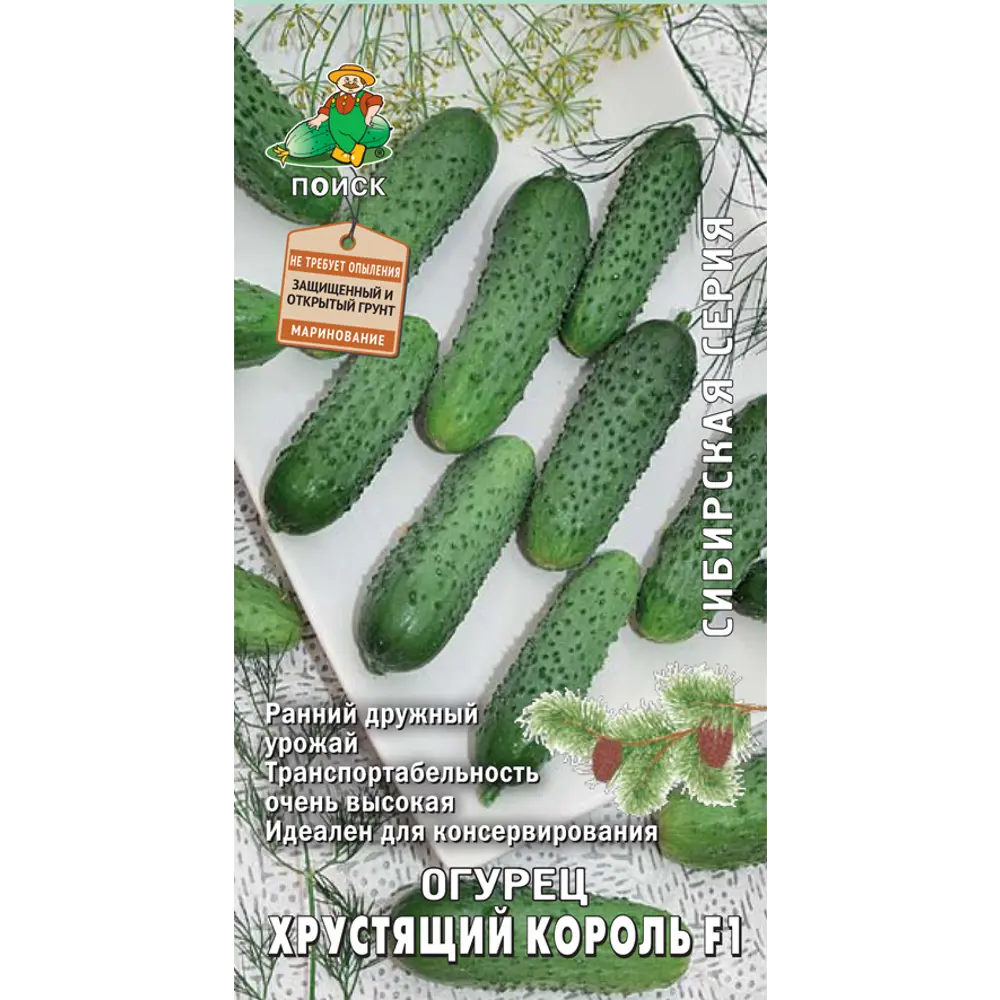 Семена ПОИСК Огурец «Хрустящий король» F1 - ранний гибрид для открытого грунта 82102368 STLM-0018970