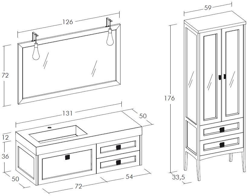 LEGNOBAGNO Тумба под умывальник, лакированная, с зеркалом Retrò RETRO sun-id-1431856 - Вид №3