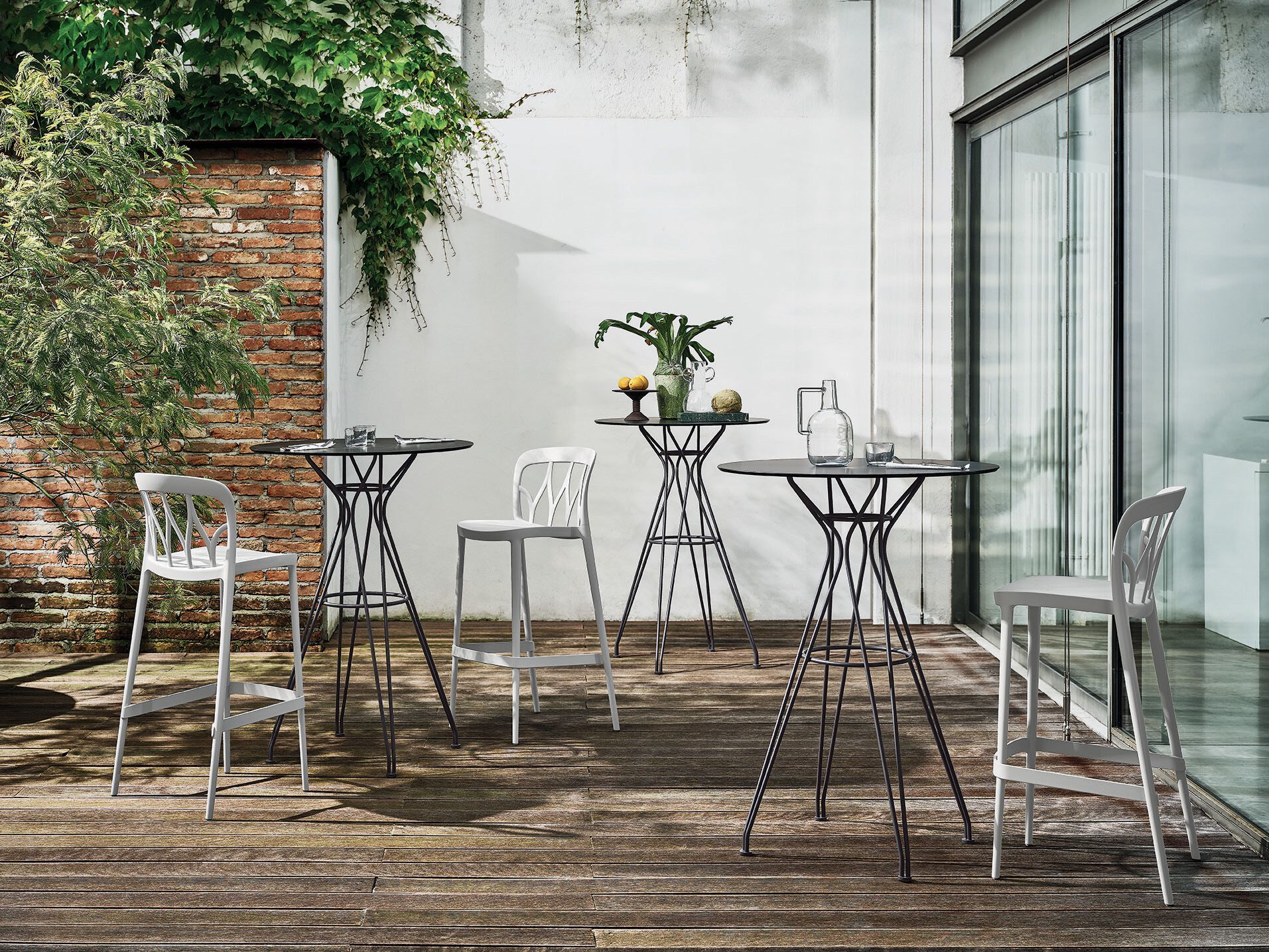 Высокий круглый садовый стол из стали и дерева Bontempi Casa VINCENT ARCH-00106074 - Вид №2