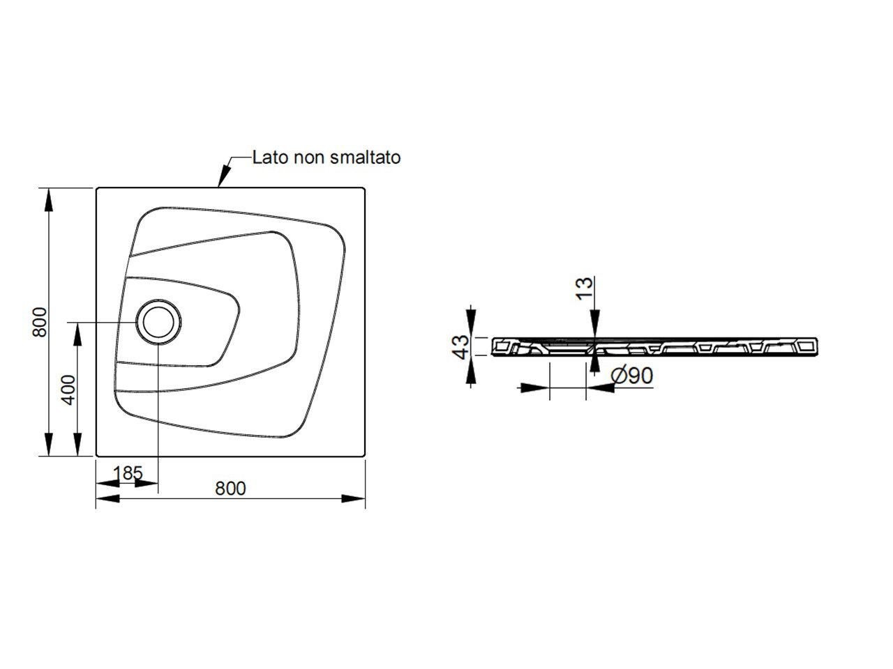 Керамический нескользящий квадратный поддон для душа Ceramica Dolomite за пределами ARCH-00056029 - Вид №27
