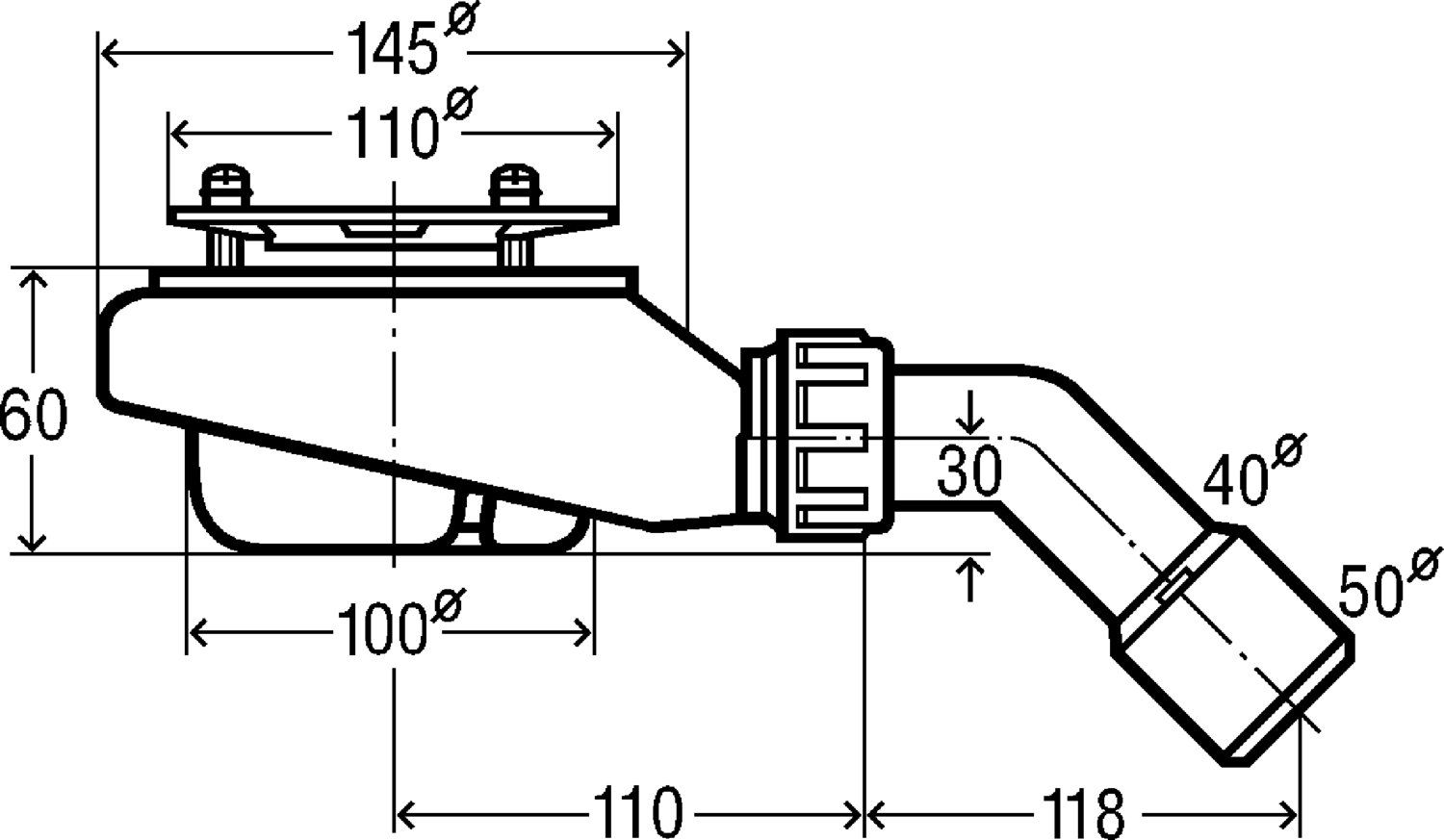 Канализационная арматура  Сифоны для ванн и душевых поддонов  Tempoplex VIEGA 634 117 Модель 6963.1 Santreyd  - Вид №2