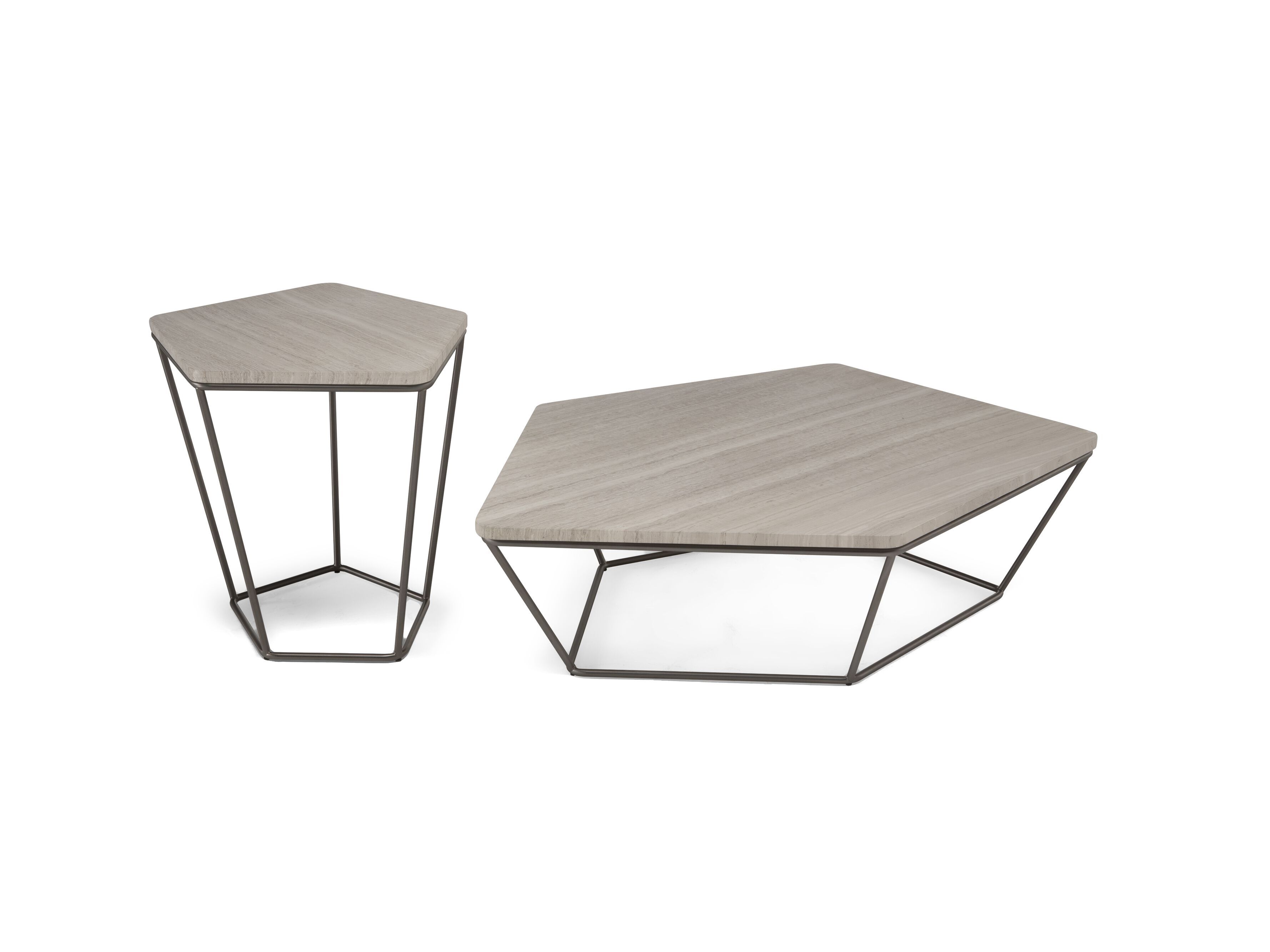 Низкий металлический журнальный столик с мраморной столешницей Natuzzi Italia Chocolat ARCH-00013100 - Вид №1