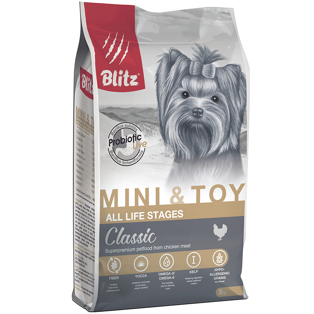 ПР0037302 Корм для собак adult mini &toy breeds для мелких и миниатюрных пород сух. 2кг Blitz 