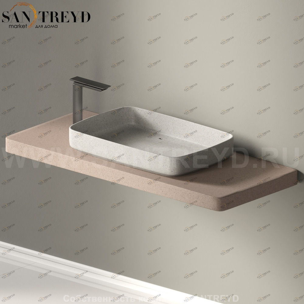 Столешница под раковину PETRA из декоративного бетона кофейная Agape ACER093570