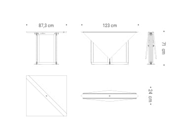 Квадратный складной стол из бука Bottega Ghianda GABBIANO ARCH-00047607 - Вид №3