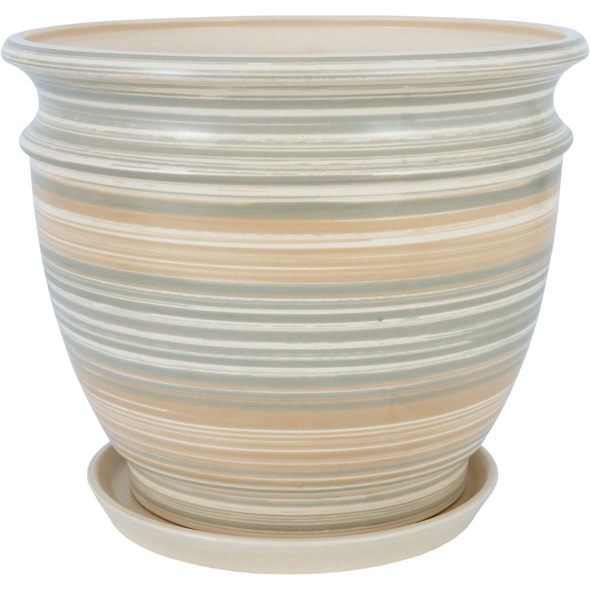 16141588 Горшок цветочный ø29 h22.8 см v7.7 л керамика бежевый/серый Уют Santreyd