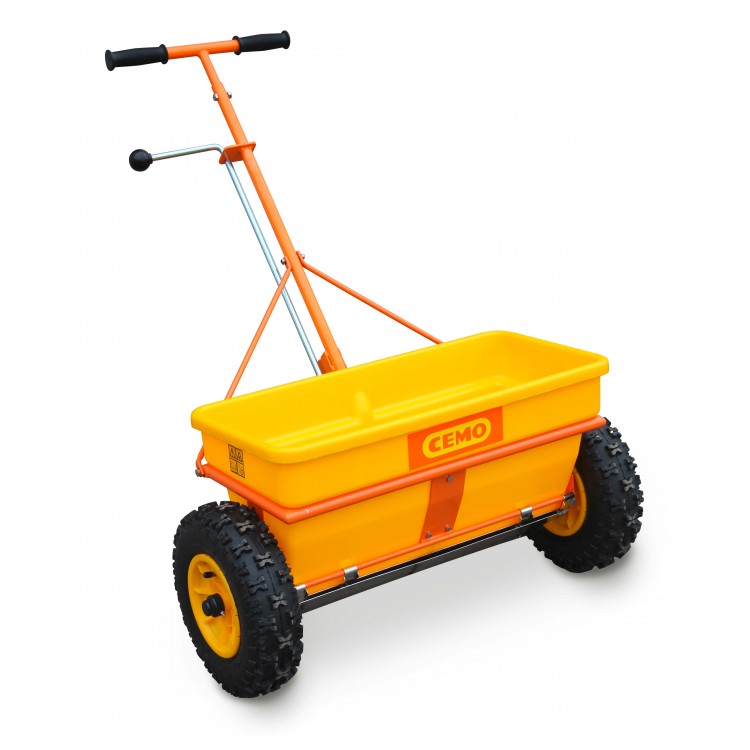 8487 СЕМО Разбрасыватель сеялка CEMO KS 35-E для удобрений, песка и реагентов на колесах 35 л 