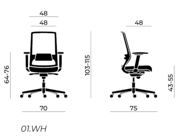 Операционный офисный стул с подлокотниками 5 спиц Nahu Logica White ARCH-00032461 - Вид №3