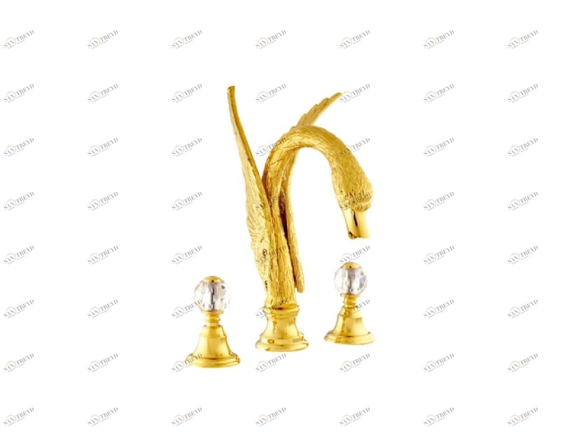 039154.000.30 Комплект для ванны на три отверстия с кристаллами swarovski swan series Античная латунь Mestre