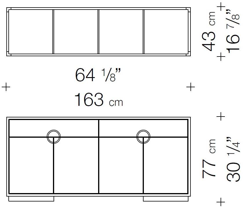 Garbarino Комод из дуба с распашными дверцами с ящиками Elementare Ring 163 tp  - Вид №4