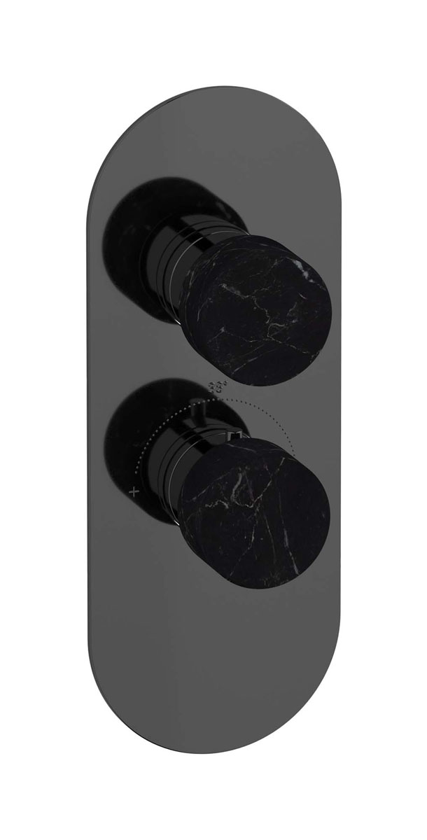 Комплект наружных частей термостата на 1 потребителей - вертикальная овальная панель с ручками Marmo WE ARE IB eua112cfnmr_2 Black Chrome Aqua