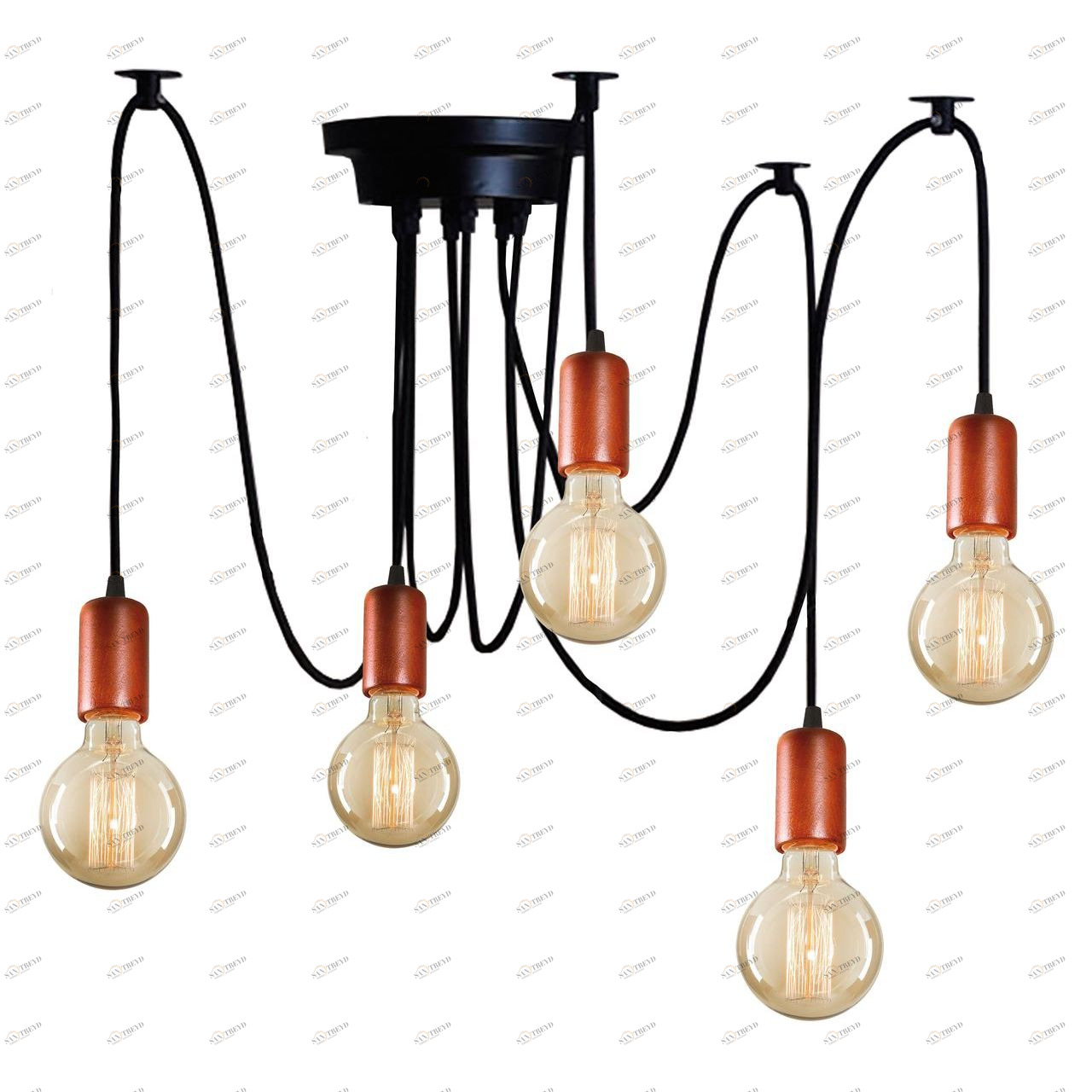 Люстра дизайнерская Airseveral коричневая черная 10162-5L SUPERNW БЕЗ ПЛАФОНОВ 056746 Коричневый 