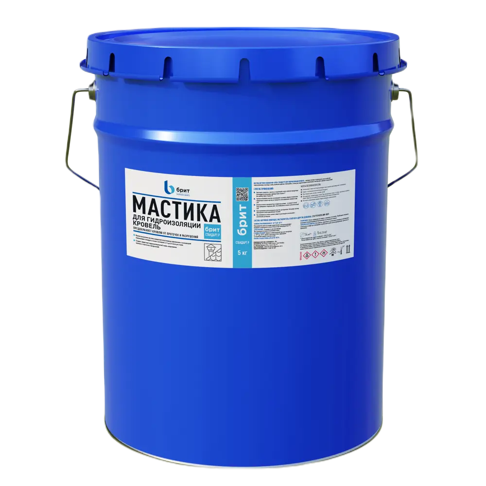 БРИТ Стандарт Р - профессиональная битумная мастика для гидроизоляции кровли 5 кг 84300208 STLM-0048224