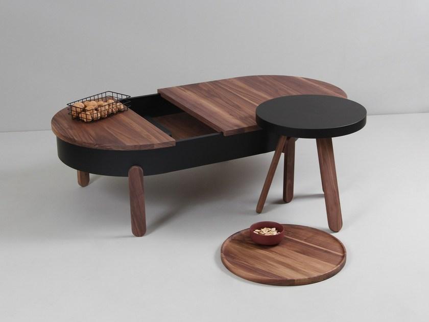 Woodendot Овальный журнальный столик из орехового дерева с вещевым ящиком для гостиной sun-id-1499238 - Вид №1