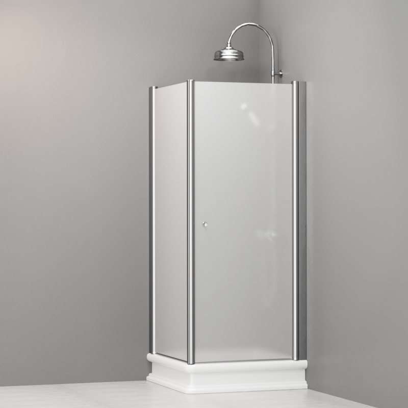 9161S0 Душевая кабина SX с распашной дверью и фиксированной боковой частью для душевого поддона 80x80 квадрат, цвет Хромированный Kerasan RETRO Италия 