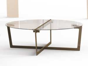 Круглый стальной и хрустальный низкий журнальный столик