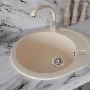 Кухонная мойка Dr.Gans Берта круглая врезная бежевая 58×47 см 17840575