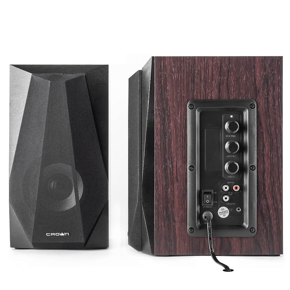 CMS-241 Акустическая система 2.0 (мдф, 220v, 24w; управление volume/treble/bass, кнопка включения, длина кабеля между колонками 1м;длина аудио-кабеля и питания 2м.) Crown Santreyd  - Вид №3
