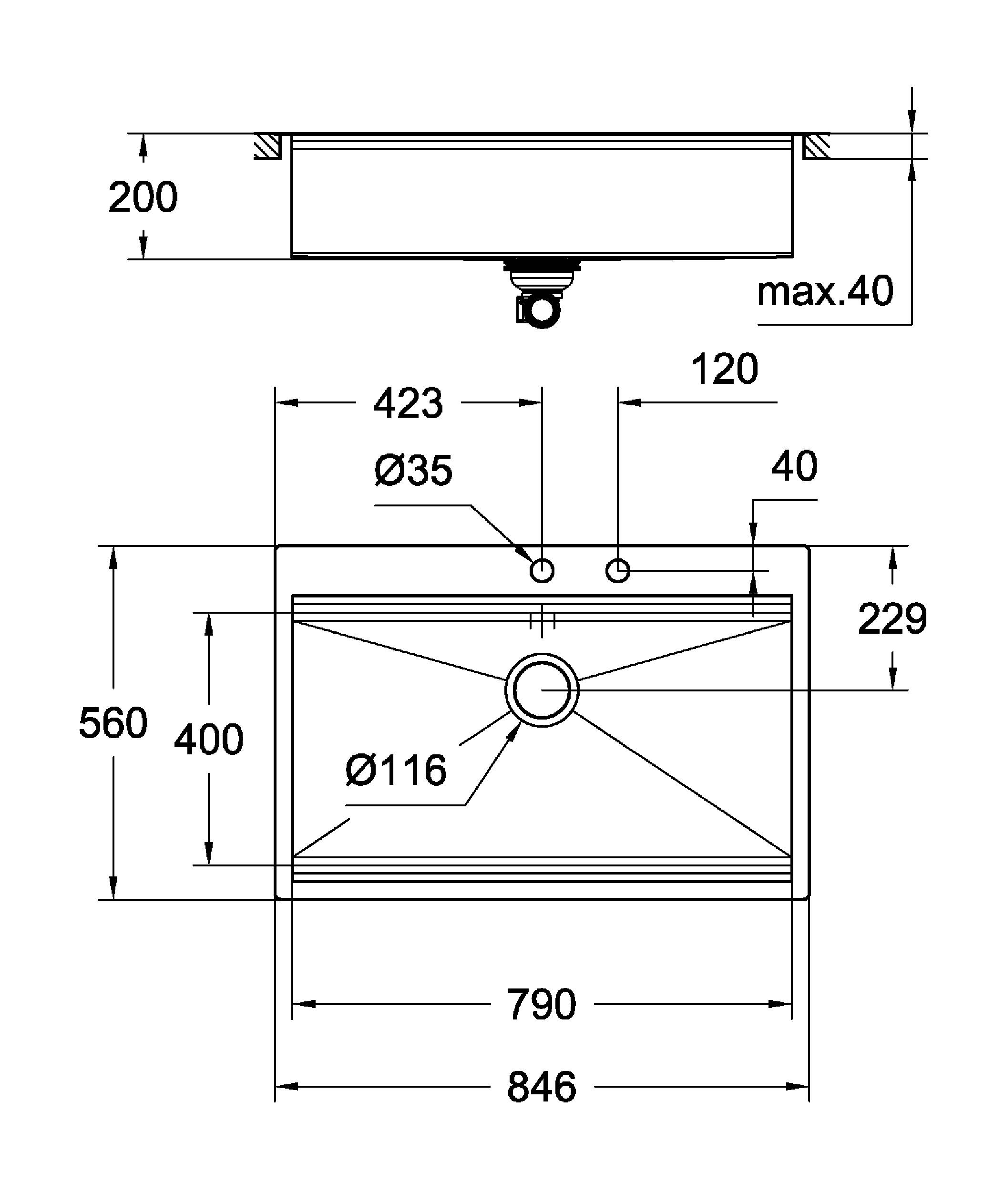 31584SD0 Мойка кухонная прямоугольная Grohe  - Вид №1