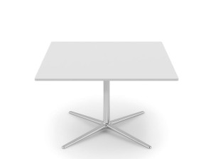 Квадратный алюминиевый и деревянный журнальный столик со спицами