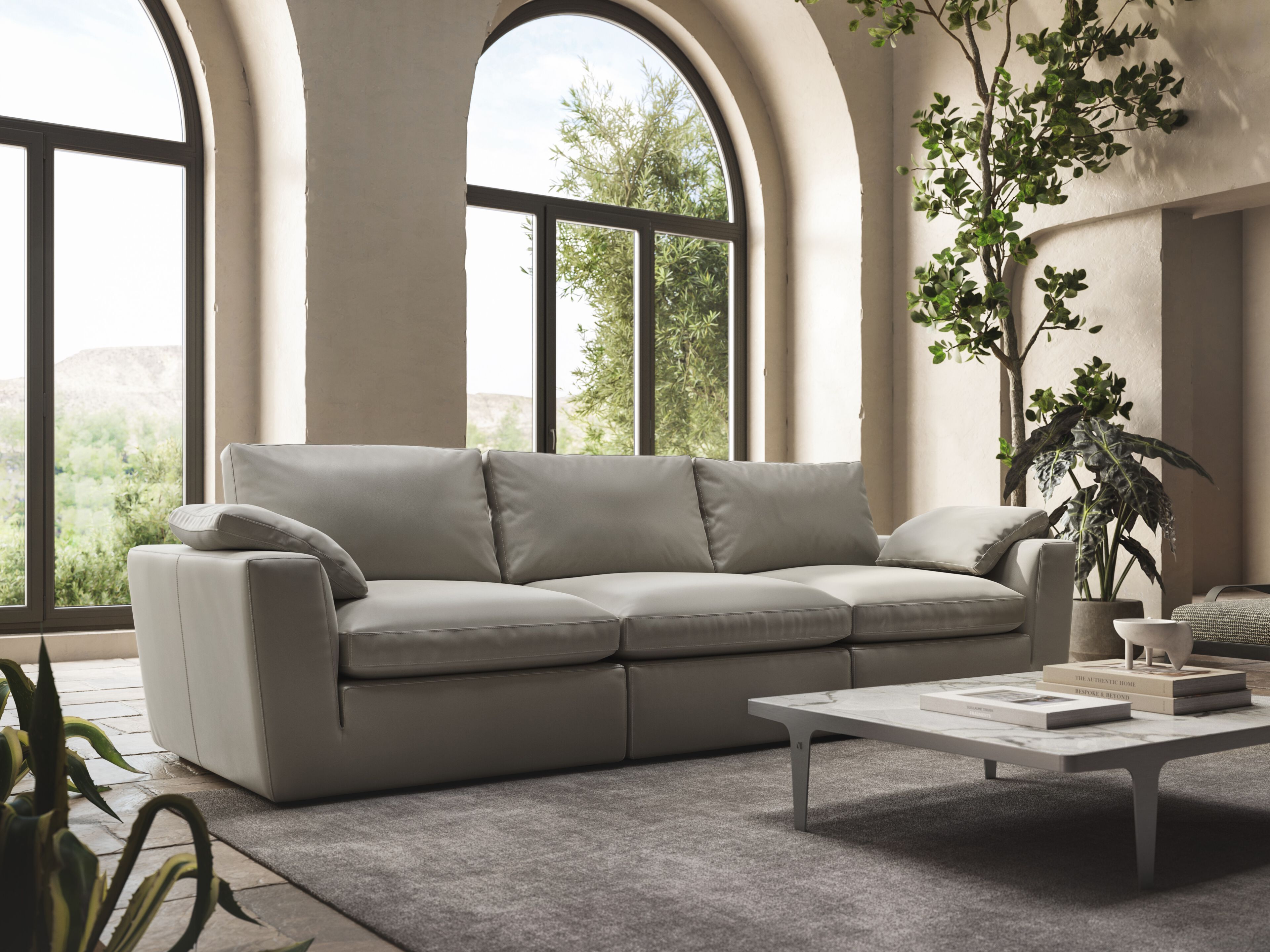 3-местный кожаный модульный диван Natuzzi Italia SEMPLICE ARCH-00147440 - Вид №2