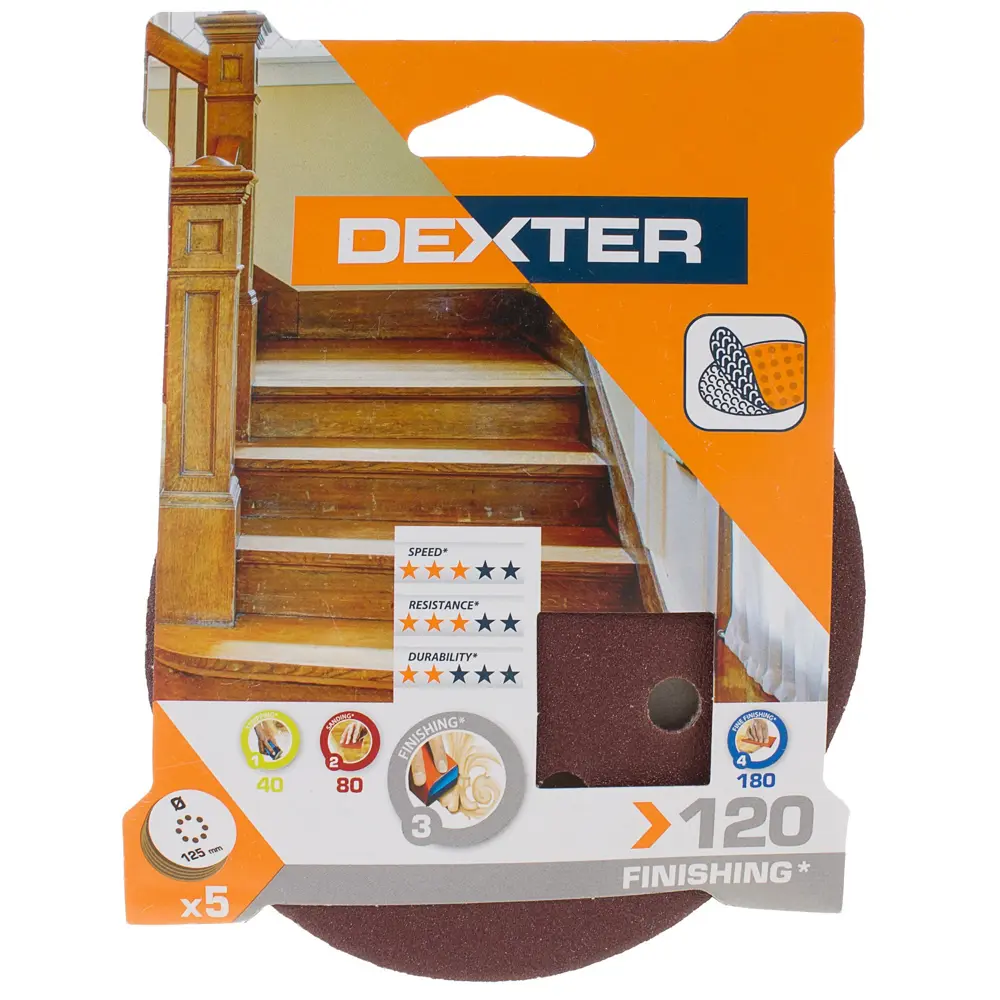 Шлифовальные диски Dexter P120 125 мм для дерева, 5 шт 18781693 STLM-0012639 - Вид №3