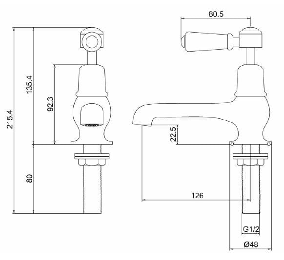 Смеситель для раковины с 2 отверстиями Burlington KENSINGTON ARCH-00084274 - Вид №1