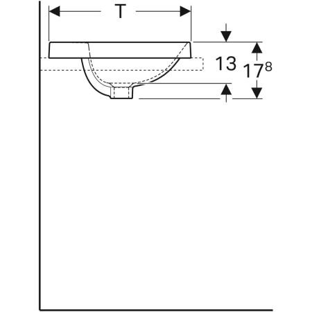 500.712.01.2 Встраиваемая раковина Geberit VariForm овальной формы, с полкой для отверстия под смеситель Geberit  - Вид №4