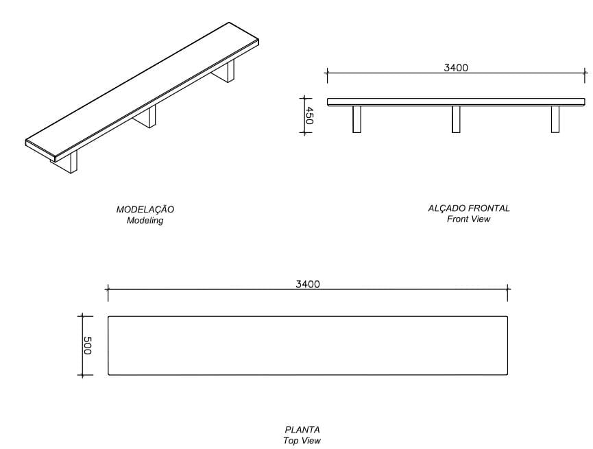Бетонная скамья без спинки amop Токио ARCH-00067216 - Вид №3