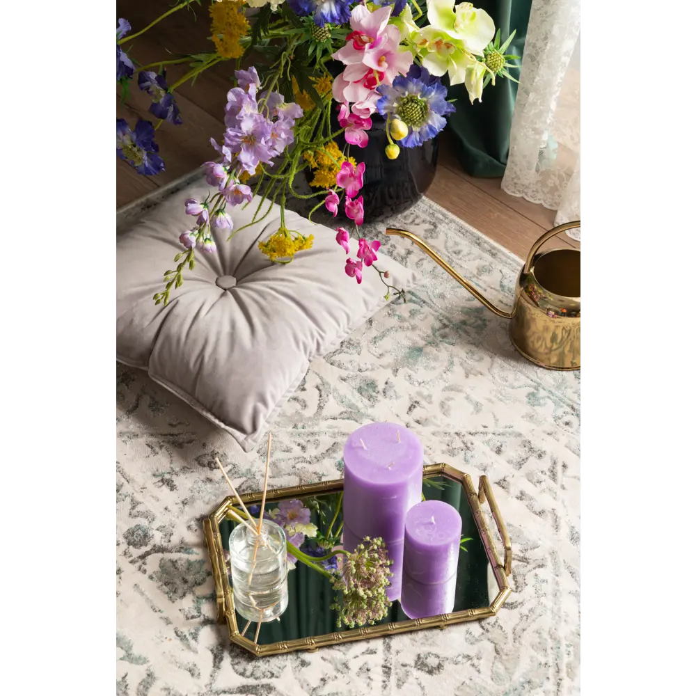 Подушка с пуговицей Бархат 43x43 см цвет серый 89112394 STLM-2091906 LINEN WAY  - Вид №4