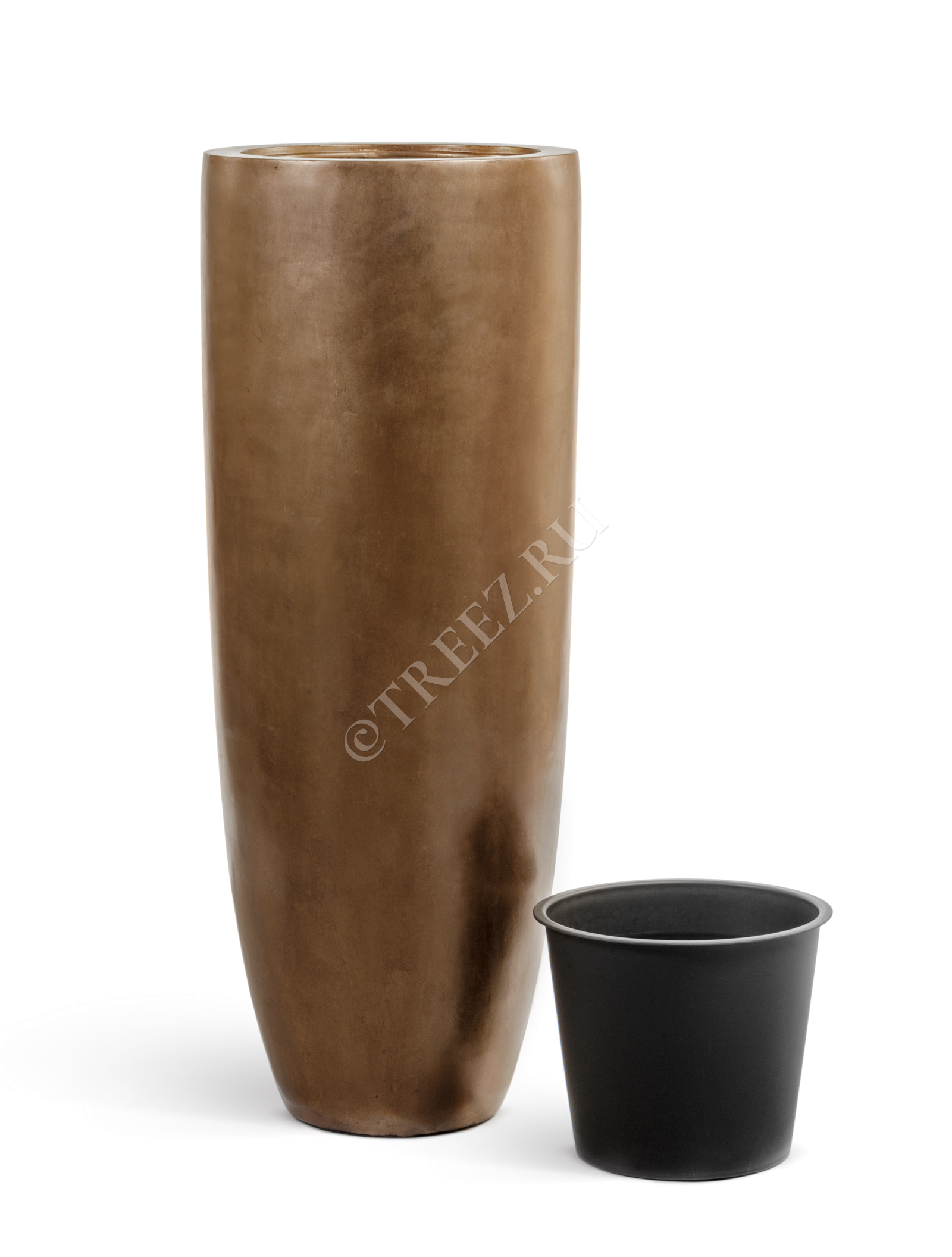 41.3319-04-021-BRS-120 Кашпо  Effectory - серия Metal - Высокий конус Giant - Тёмное матовое золото Цветочная коллекция  - Вид №1