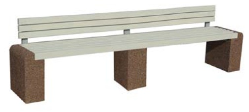 11537 ЕВРО 1 ЛАЙН со спинкой 220, скамья из бетона LAB.Space 