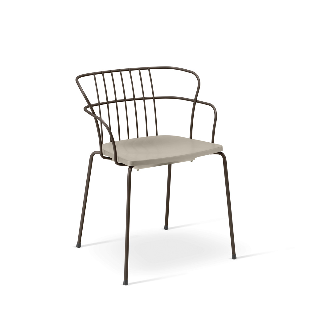 Flint 535-A Кресло со стальным каркасом и спинкой на 4 ножках, сиденье из полиамида, дерева ироко или кожи. Et al. Flint - Вид №7