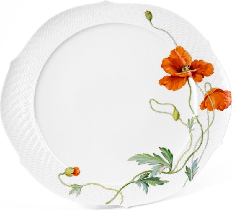 93231 Meissen Блюдо для торта 38,5см "Игра волн, рельеф, маки" Фарфор 